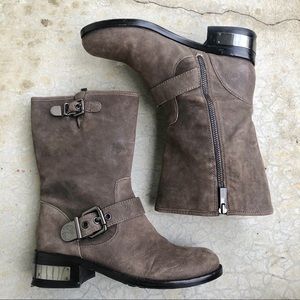 Vince Camuto Winchell Moto Leather Boots Gray 7